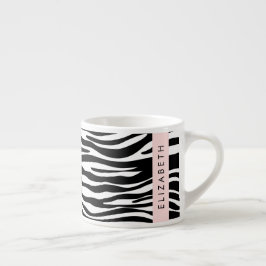 Zebra tryck, Rand, svart och vitt, ditt namn Espressomugg