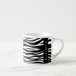 Zebra tryck, Rand, svart och vitt, ditt namn Espressomugg