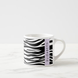 Zebra tryck, Rand, svart och vitt, ditt namn Espressomugg