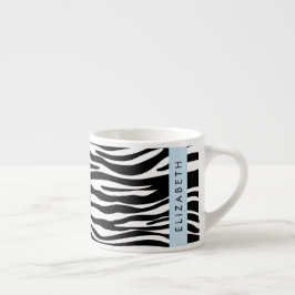 Zebra tryck, Rand, svart och vitt, ditt namn Espressomugg