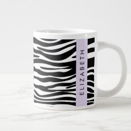 Zebra tryck, Rand, svart och vitt, ditt namn Jumbo Mugg
