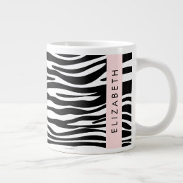 Zebra tryck, Rand, svart och vitt, ditt namn Jumbo Mugg