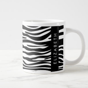 Zebra tryck, Rand, svart och vitt, ditt namn Jumbo Mugg
