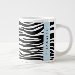 Zebra tryck, Rand, svart och vitt, ditt namn Jumbo Mugg