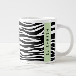 Zebra tryck, Rand, svart och vitt, ditt namn Jumbo Mugg