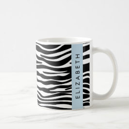 Zebra tryck, Rand, svart och vitt, ditt namn Kaffemugg