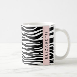 Zebra tryck, Rand, svart och vitt, ditt namn Kaffemugg
