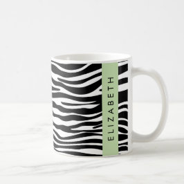 Zebra tryck, Rand, svart och vitt, ditt namn Kaffemugg