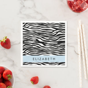 Zebra tryck, Rand, svart och vitt, ditt namn Pappersservett