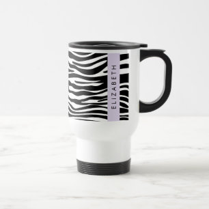 Zebra tryck, Rand, svart och vitt, ditt namn Resemugg