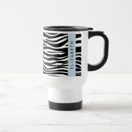 Zebra tryck, Rand, svart och vitt, ditt namn Resemugg