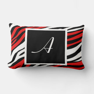 Zebra tryck Red Mix Monogram Lumbar Pillow Lumbarkudde
