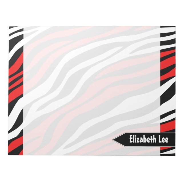 Zebra tryck Red Mix Personlig Anteckningsblock (Framsida)