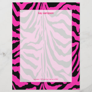 Zebra tryck, retrofärger fuschia + svart brevhuvud