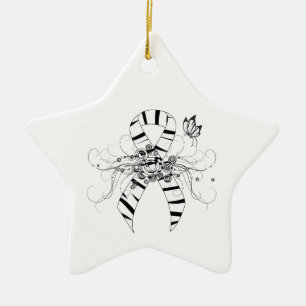 Zebra tryck Ribbon med fjäril Julgransprydnad Keramik