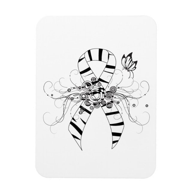 Zebra tryck Ribbon med fjäril Magnet (Vertikal)