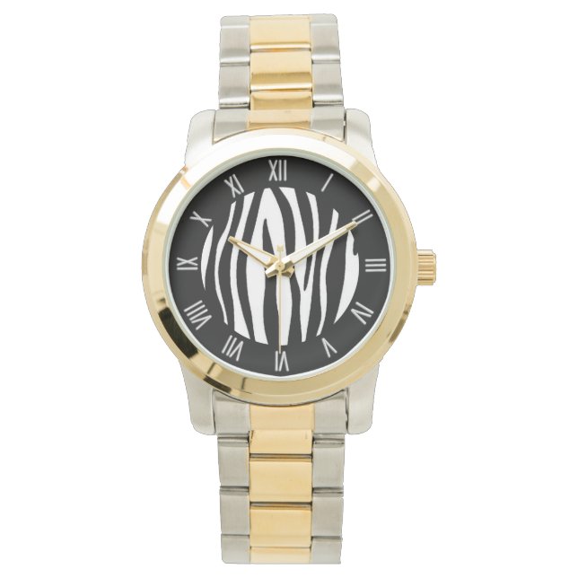 Zebra tryck Roman Numeral Armbandsur (Framsida)