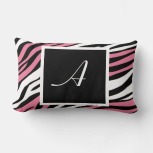 Zebra tryck Rosa Mix Monogram Lumbar Pillow Lumbarkudde