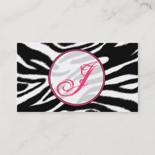 Zebra tryck/rosa Monogrammodevisitkort Visitkort