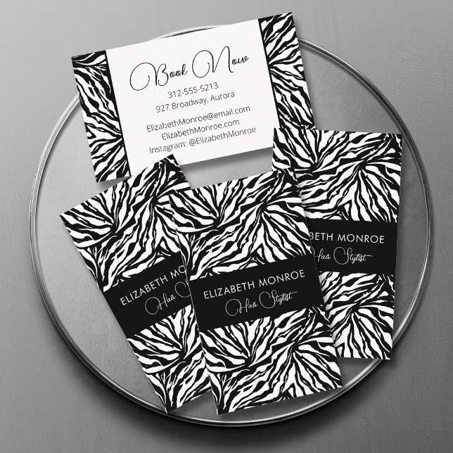 Zebra tryck Salon Hair Stylist Makeup Visitkort (Skapare uppladdad)