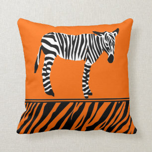 zebra tryck som den ljusa orangen dämpar, kudder kudde
