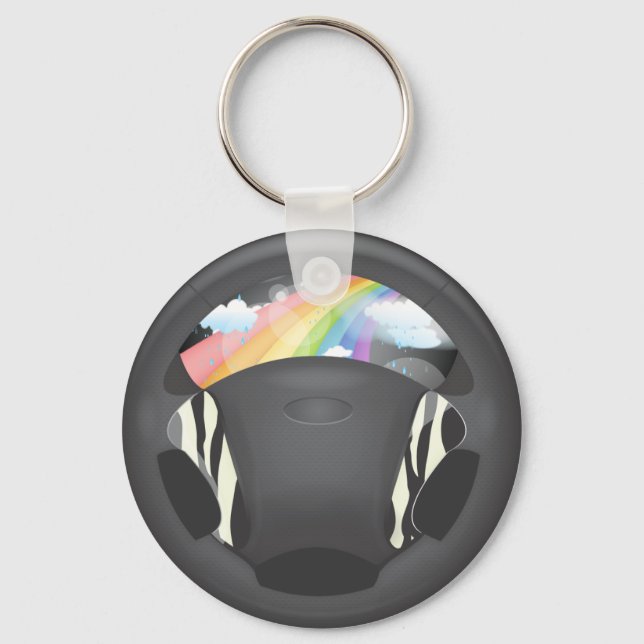 Zebra tryck Steering Wheel Nyckelring (Framsida)