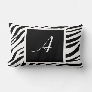 Zebra tryck Svartvit monogram Lumbar Pillow Lumbarkudde