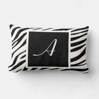 Zebra tryck Svartvit monogram Lumbar Pillow Lumbarkudde
