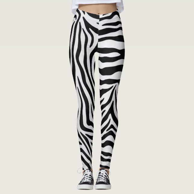 Zebra tryck svartvit yoga byxor (Framsida)