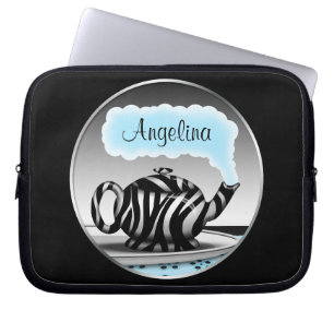 Zebra tryck Tekanna Aqua Blue Steam Laptop sleeve