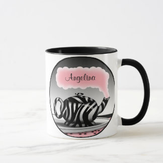 Zebra tryck Tekanna Rosa Personlig mugg