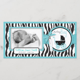 Zebra tryck Turcoise Accent Birth-meddelande Meddelande