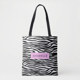 Zebra tryck, Zebra, Black and White, ditt namn Tygkasse