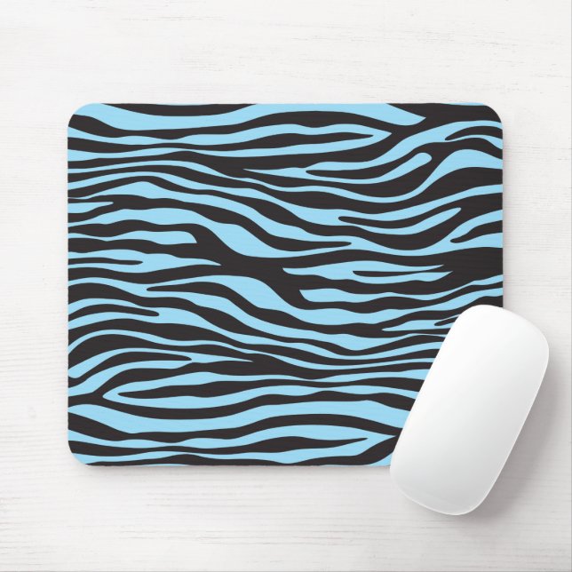 Zebra tryck, Zebra ränder, Blå Zebra, Jungle Musmatta (Med mus)