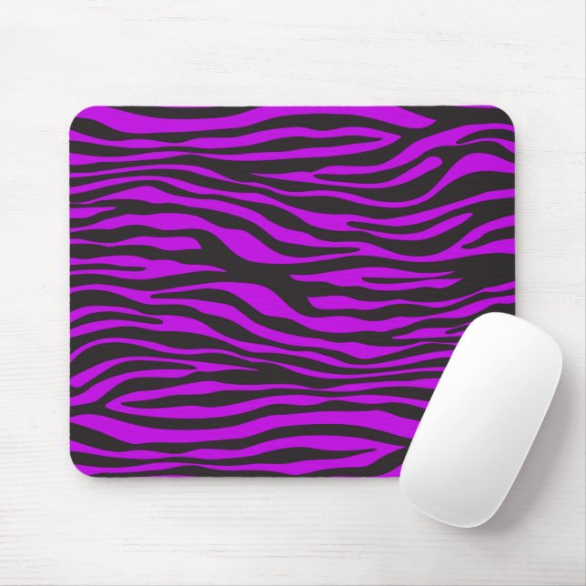 Zebra tryck, Zebra ränder, Lila Zebra, Jungle Musmatta (Med mus)