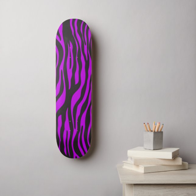 Zebra tryck, Zebra ränder, Lila Zebra, Jungle Skateboard Bräda 19,5 Cm (Väggkonst)