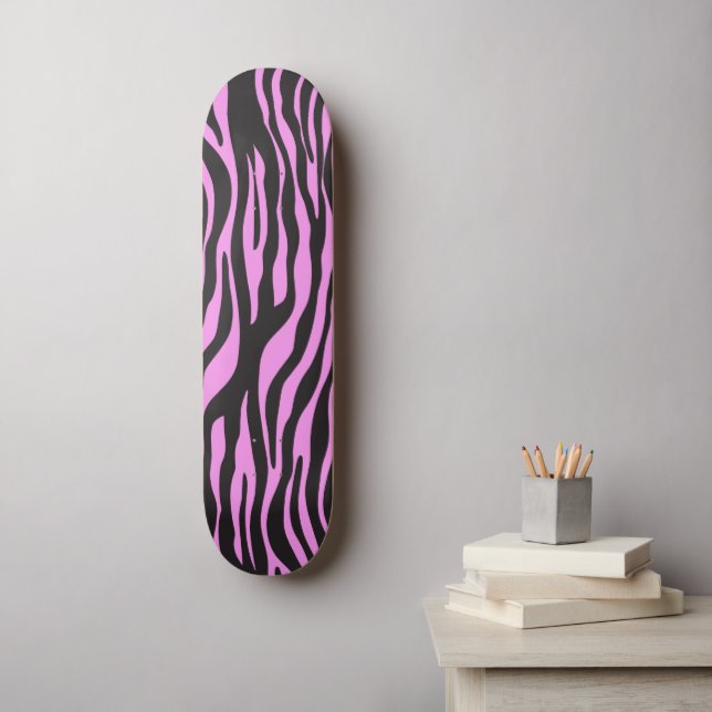 Zebra tryck, Zebra ränder, Rosa Zebra, Jungle Old School Skateboard Bräda 18 Cm (Väggkonst)