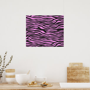 Zebra tryck, Zebra ränder, Rosa Zebra, Jungle Poster
