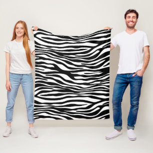 Zebra tryck, Zebra ränder, svart och vitt Fleecefilt