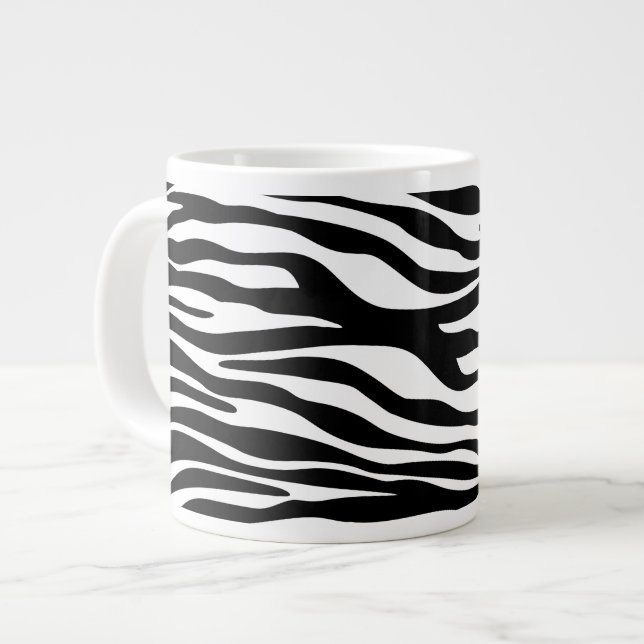 Zebra tryck, Zebra ränder, svart och vitt Jumbo Mugg (Framsida vänster)