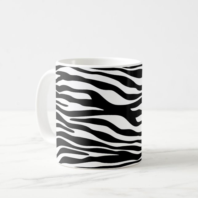Zebra tryck, Zebra ränder, svart och vitt Kaffemugg (Framsida vänster)