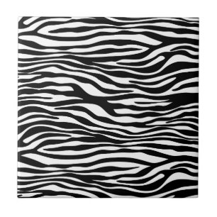 Zebra tryck, Zebra ränder, svart och vitt Kakelplatta