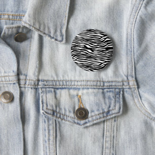 Zebra tryck, Zebra ränder, svart och vitt Knapp