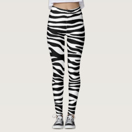 Zebra tryck, Zebra ränder, svart och vitt Leggings