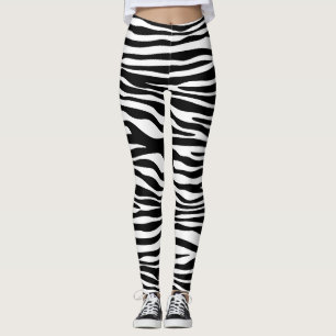 Zebra tryck, Zebra ränder, svart och vitt Leggings