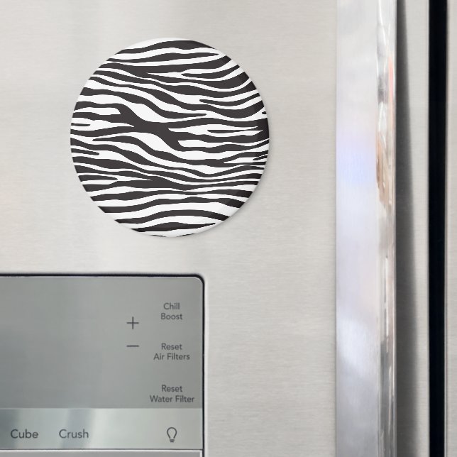 Zebra tryck, Zebra ränder, svart och vitt Magnet (In Situ (Fridge))