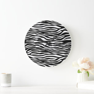 Zebra tryck, Zebra ränder, svart och vitt Stor Klocka