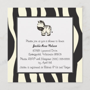 Zebra tryckbaby shower inbjudningar