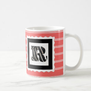 Zebra tryckbrev "R" på steg/vitstreck Kaffemugg