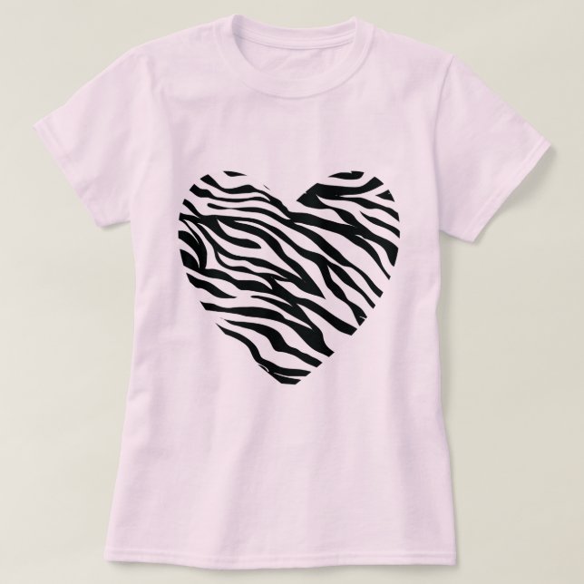 Zebra tryckhjärta t shirt (Design framsida)